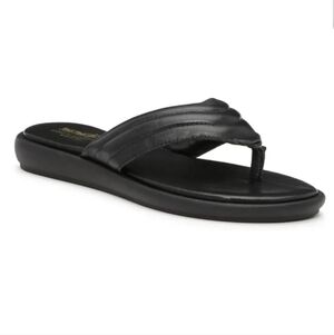 Coach And Four Pernice Women's Sandal Leather Slip On Thong In Black Sz 7 EUC